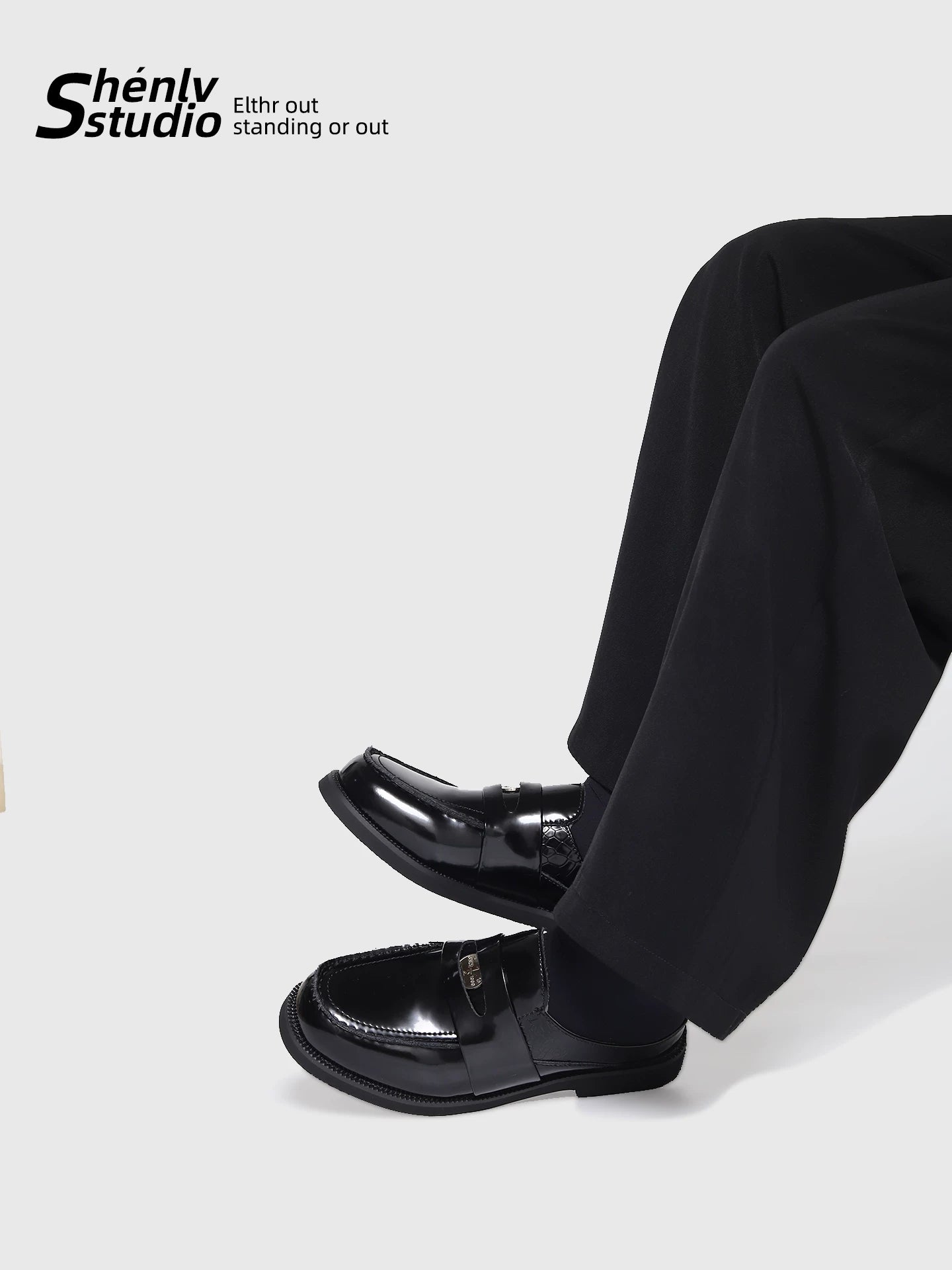 SHENLV STUDIO Glossy One-pedal Casual Leather Slippers