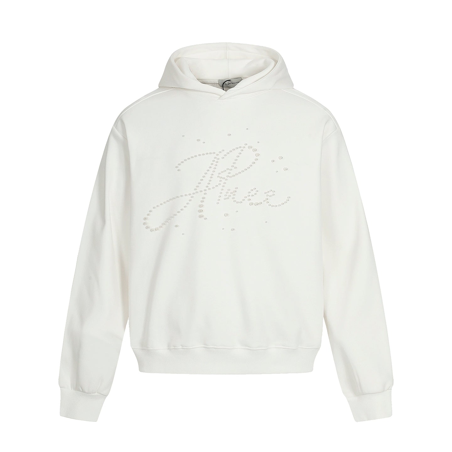 A PUEE Letter Pearl Short Front Shoulder Ruffian Sweater