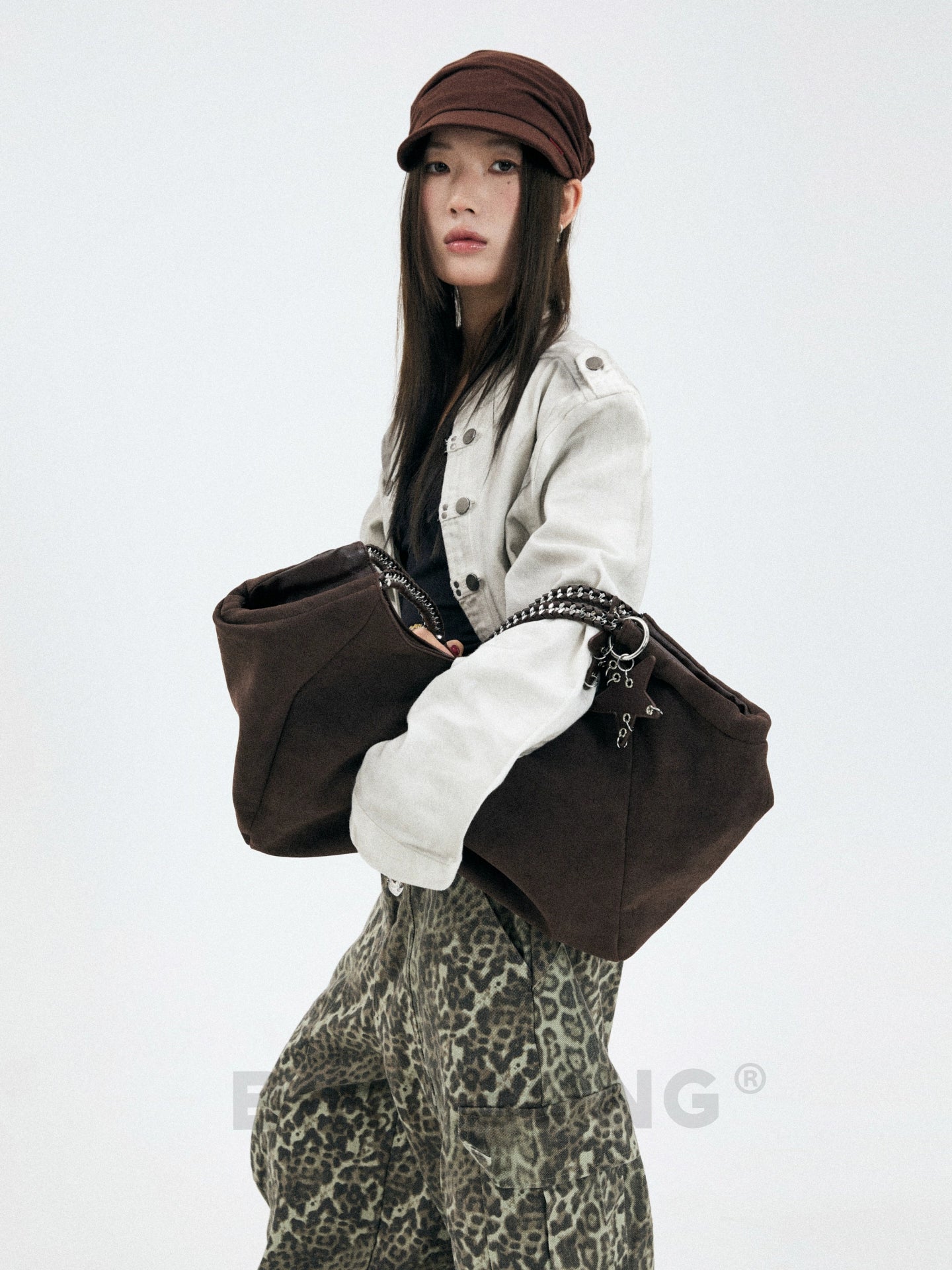 BINGBONG Suede Large Capacity Shoulder Bag