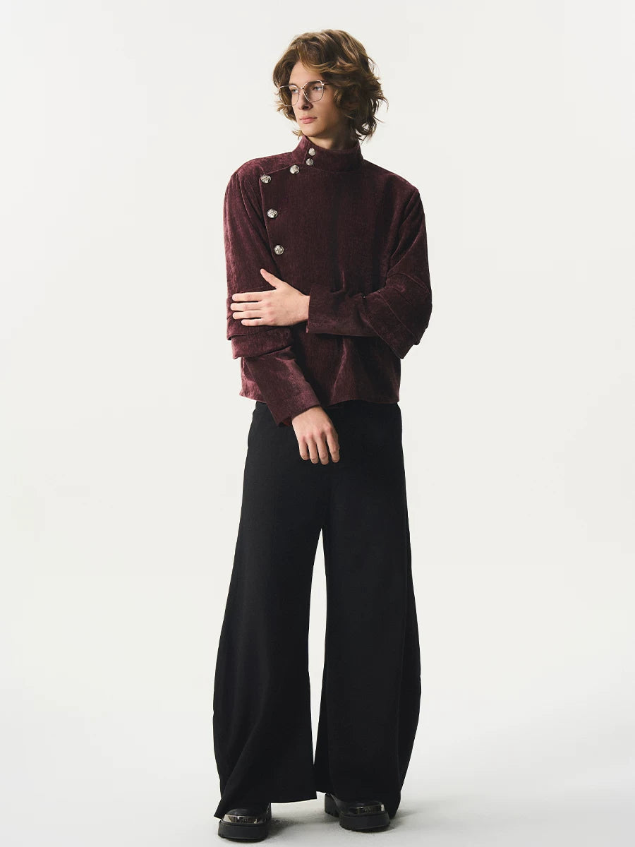 CNEW Vintage Metal Buckle Stand-Up Collar Fleece Jacket