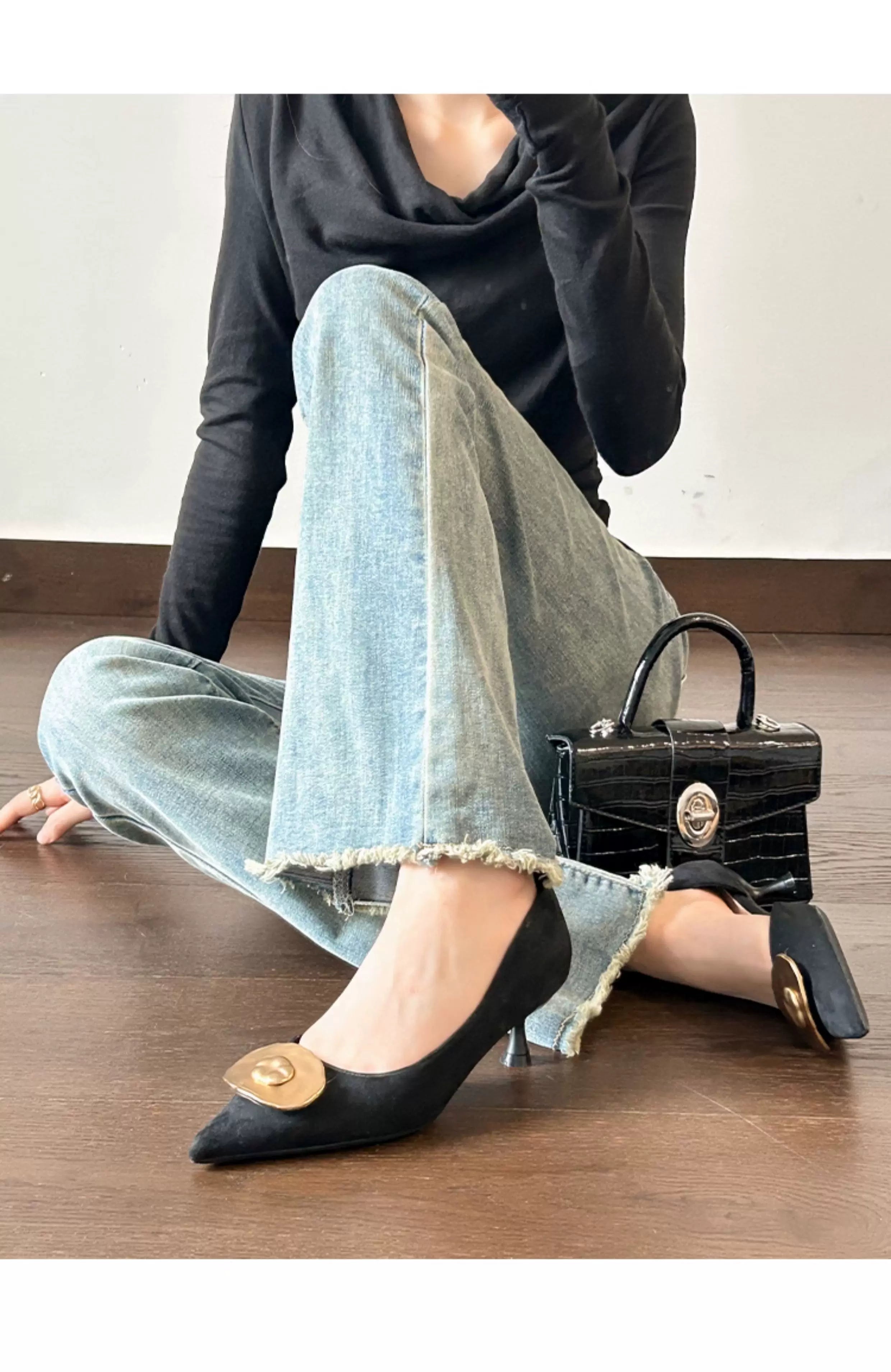 CHRNDXEE Retro Pointed Head Shallow Mouth High Heels