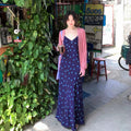 KELIFAN V-neck Suspender Slim-fit Long Dress