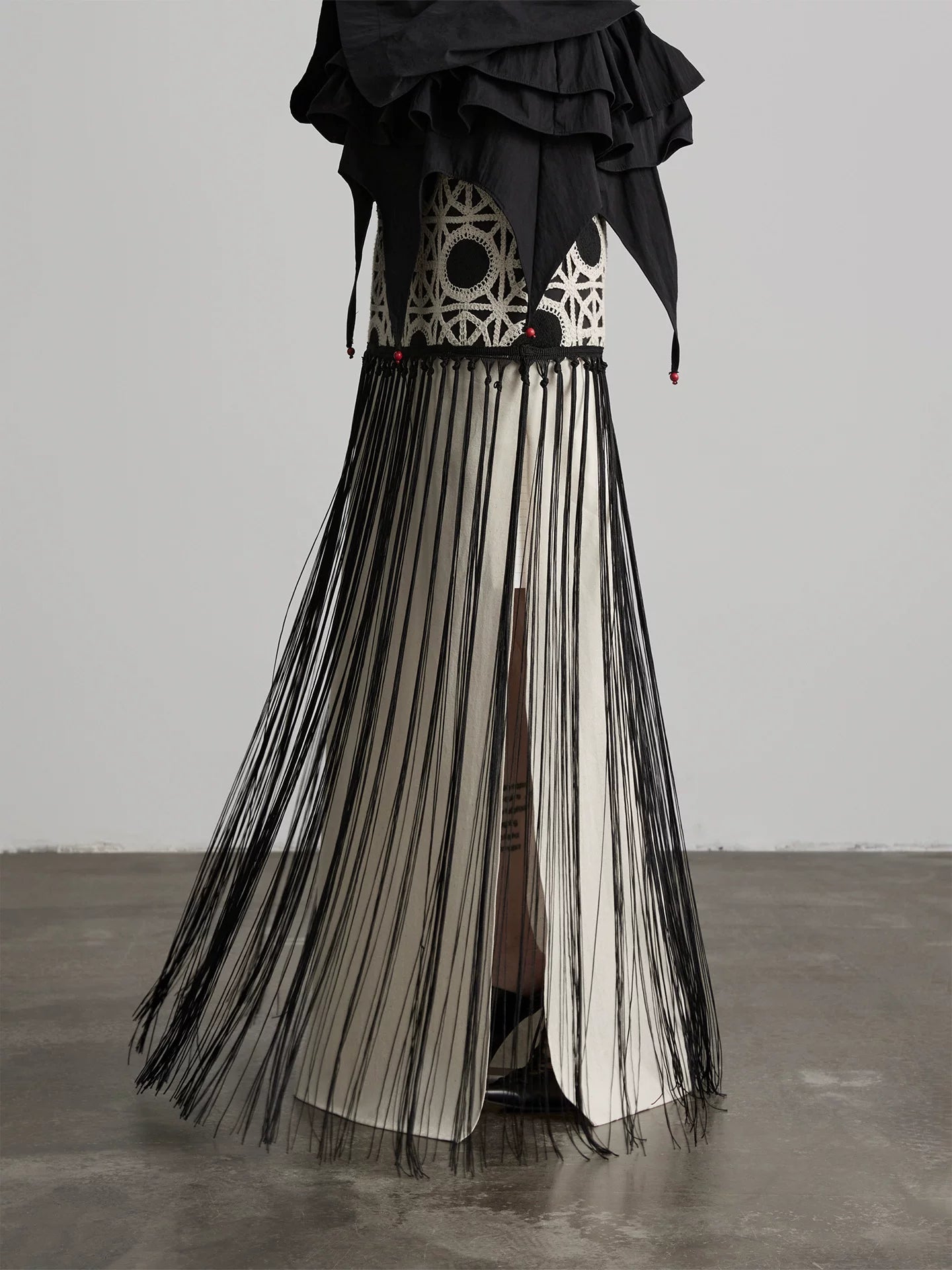INDULGE Fringed Panelled Skirt