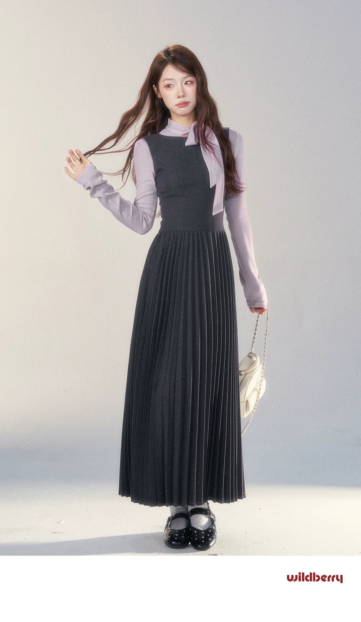 Wildberry Retro Vest High-end Pleated Dress