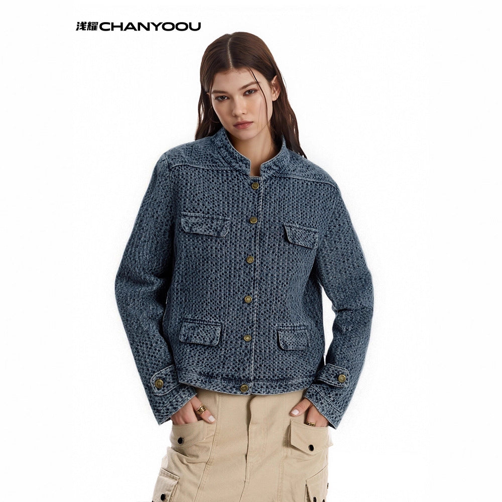CHANYOOU Retro Short Xiaoxiangfeng Denim Jacket