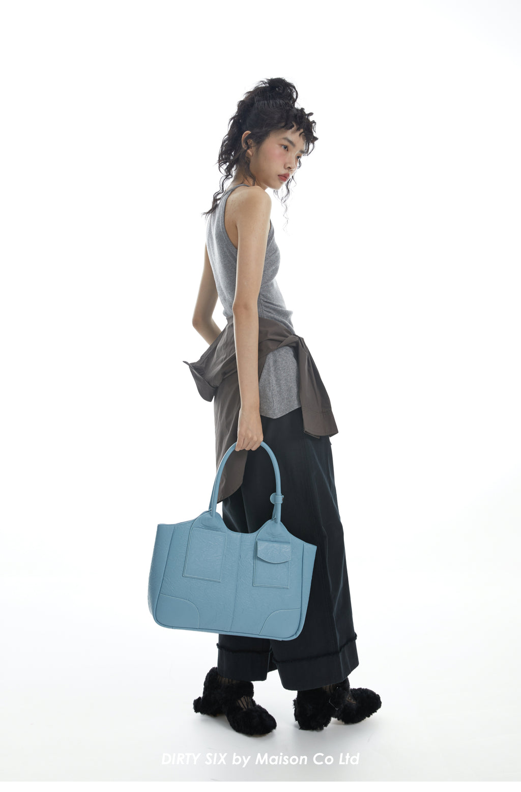 DirtySix Yuri Big Cow Split Leather Tote retro-patterned cowhide large-capacity Bag