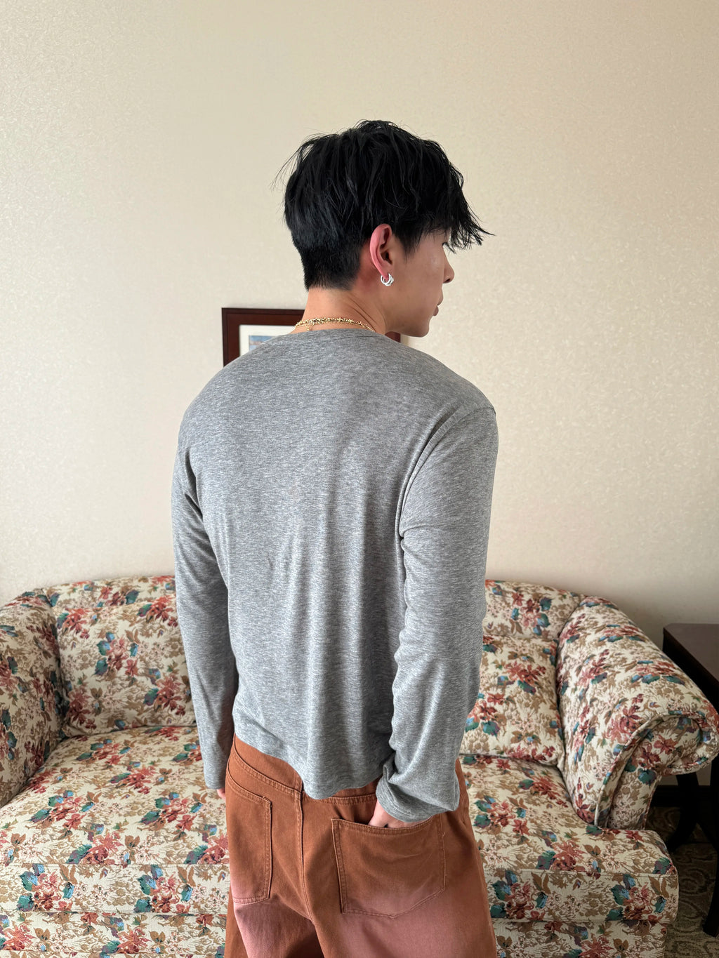 InsGale Slim Short Front Shoulder Henry Neck Long Sleeves