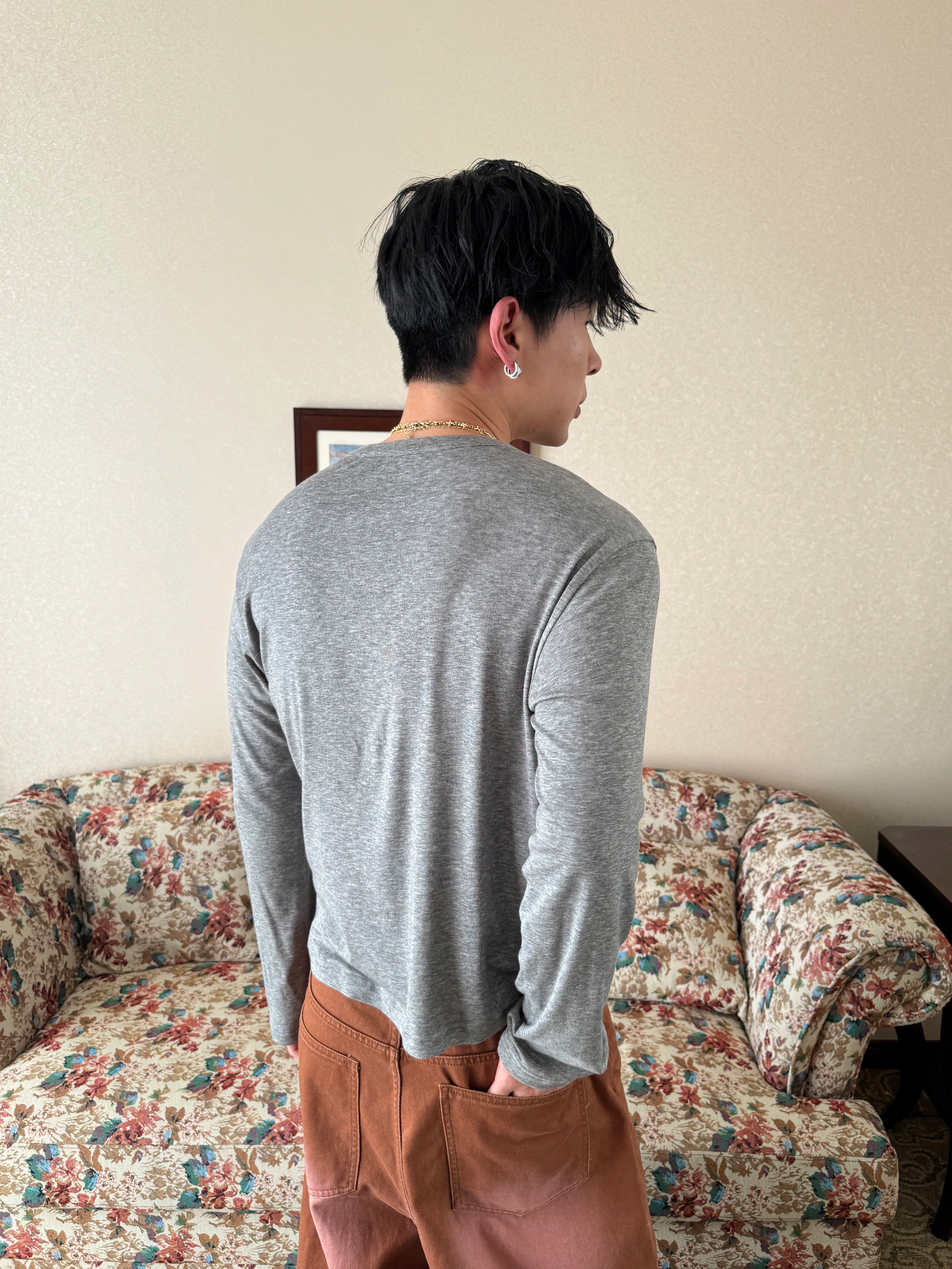 InsGale Slim Short Front Shoulder Henry Neck Long Sleeves