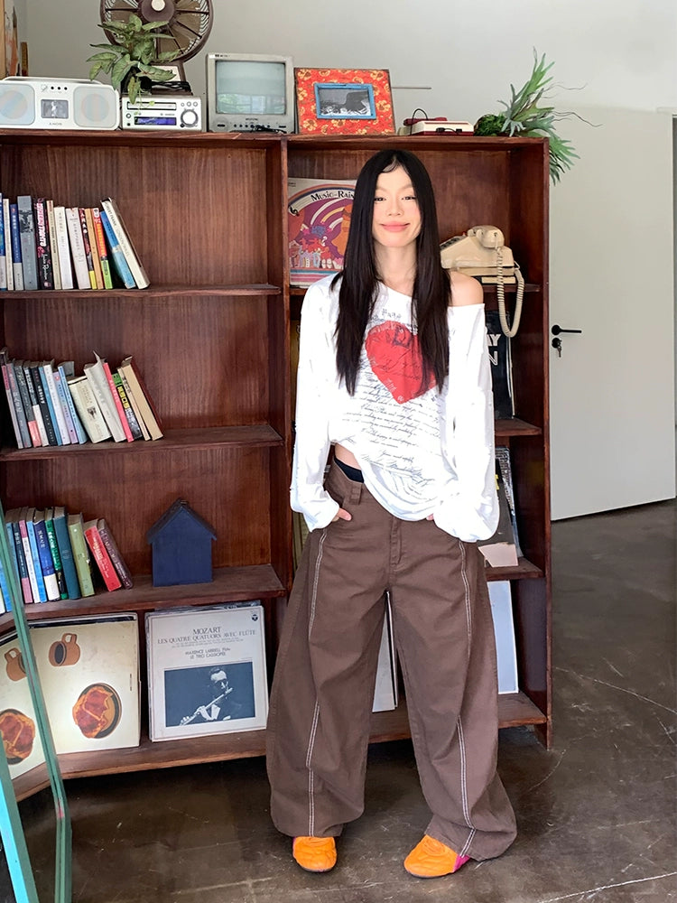 EAHO Retro Bright Line Design Star Rivet Jeans