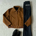 AMBSOM Velvet Suede Lapel Stand-Up Shoulder Jacket