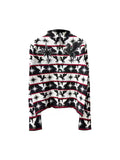 DETW Front Shoulder Stand Neck Knitted Cardigan Sweater Jacket