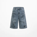 404MOB Loose Straight Wide-Leg Seven-Point Jeans
