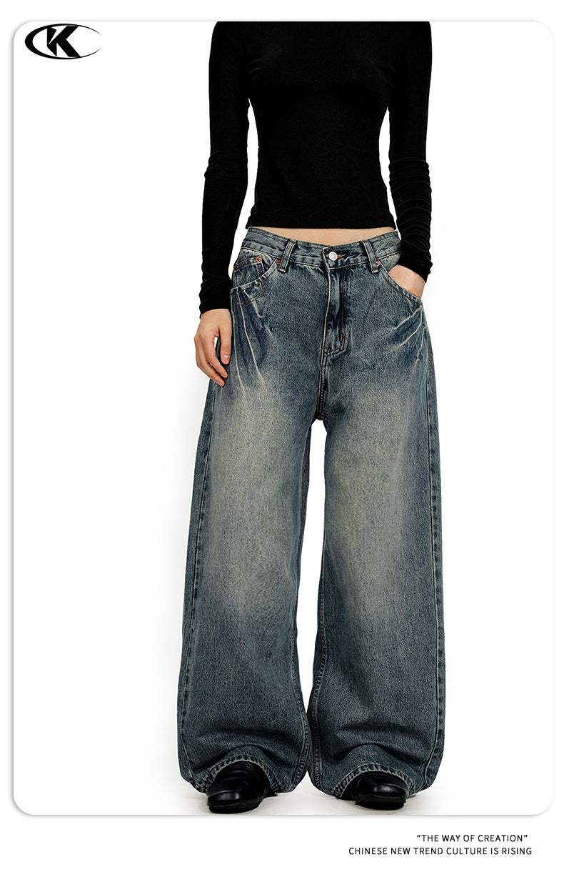 11KN Lightning Pattern Loose Wide-leg Floor Pants