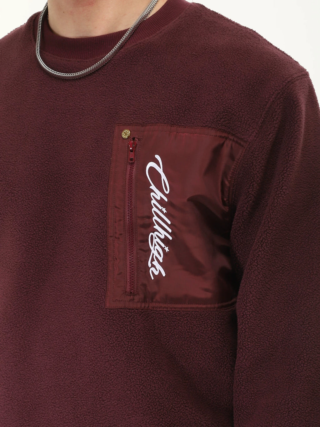 ChillHigh Minimalist Casual Collage Pocket Embroidered Sweater