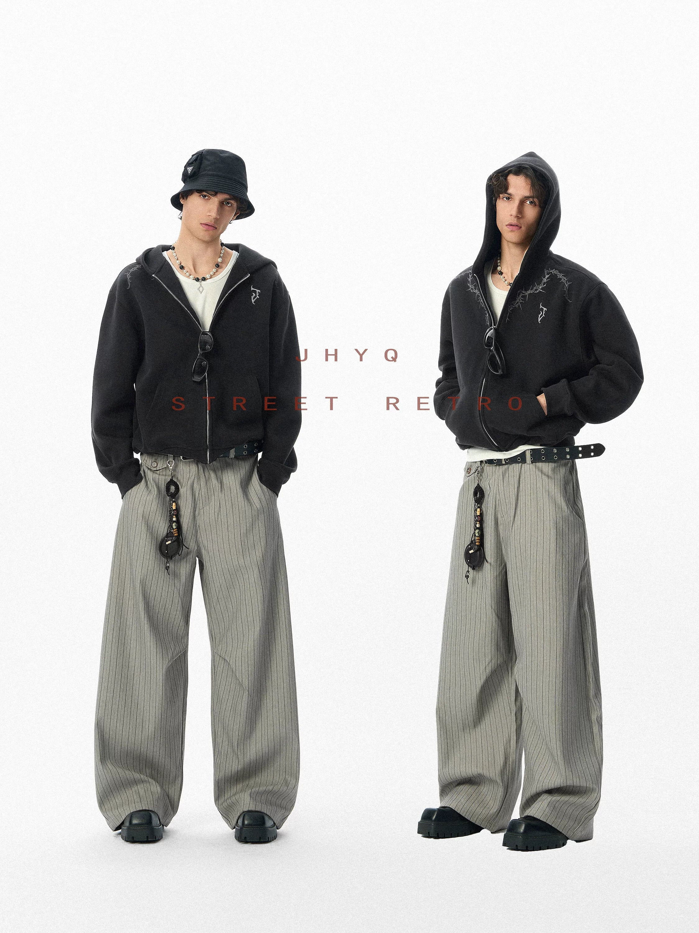 JHYQ Retro Striped Drape Lazy Trousers Trousers