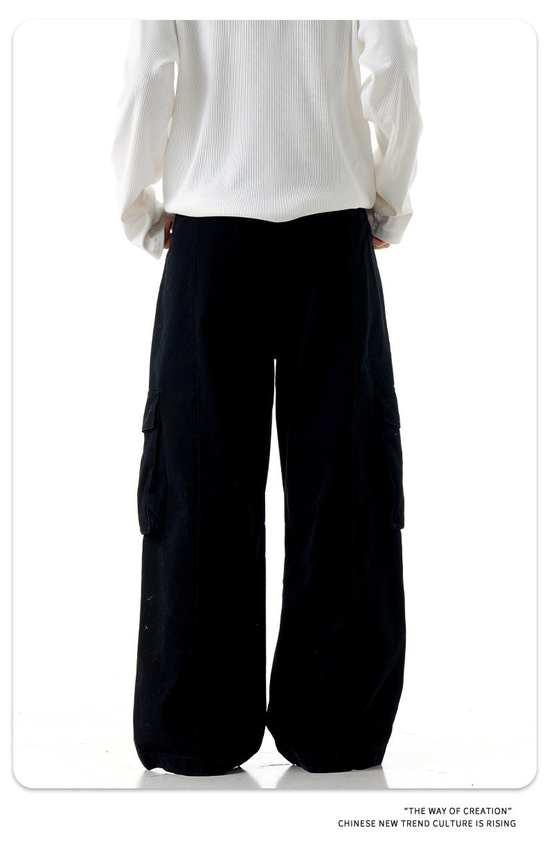 11KN Retro Loose Wide-leg Old Casual Trousers