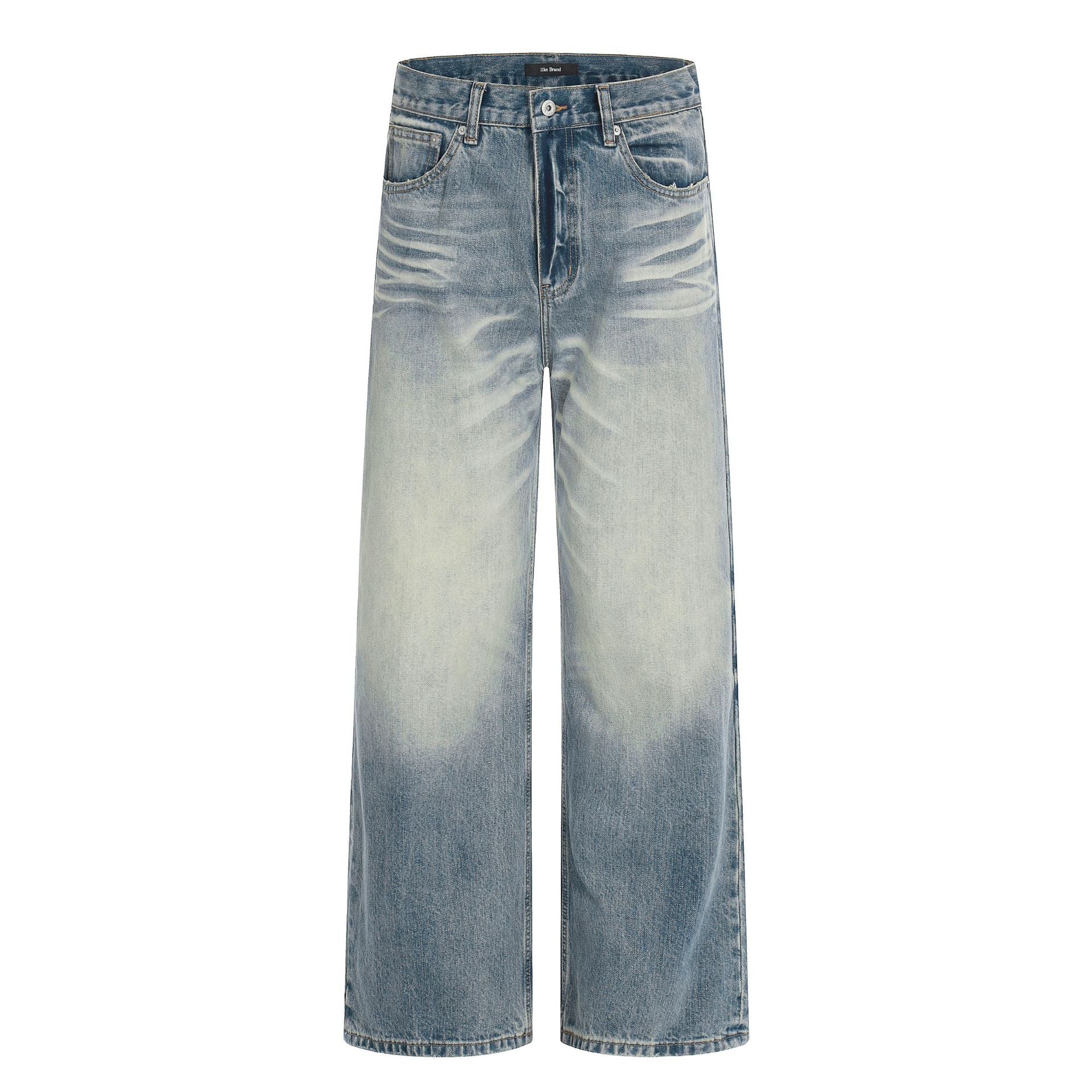11KN Retro Cat Beard Loose Straight Jeans