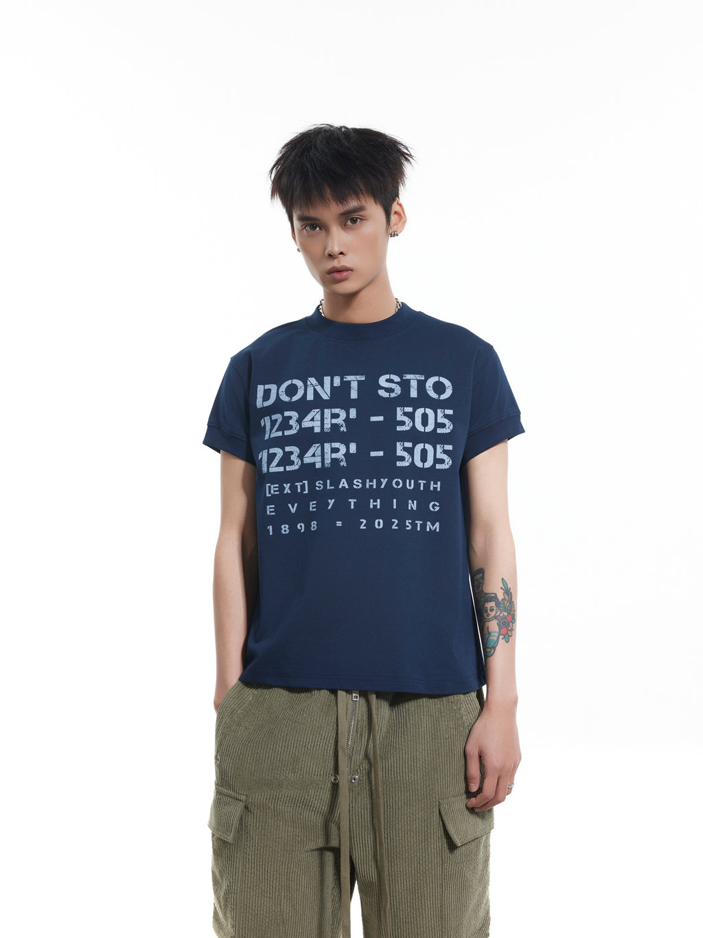 BTSG Sorona front shoulder slim thread cuffs short sleeve Tee