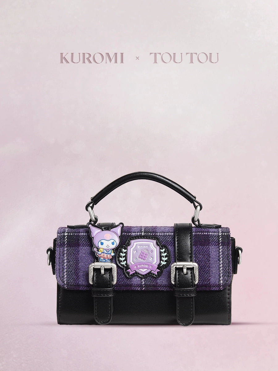 TOUTOU Kuromi College Plaid Shoulder Messenger Bag
