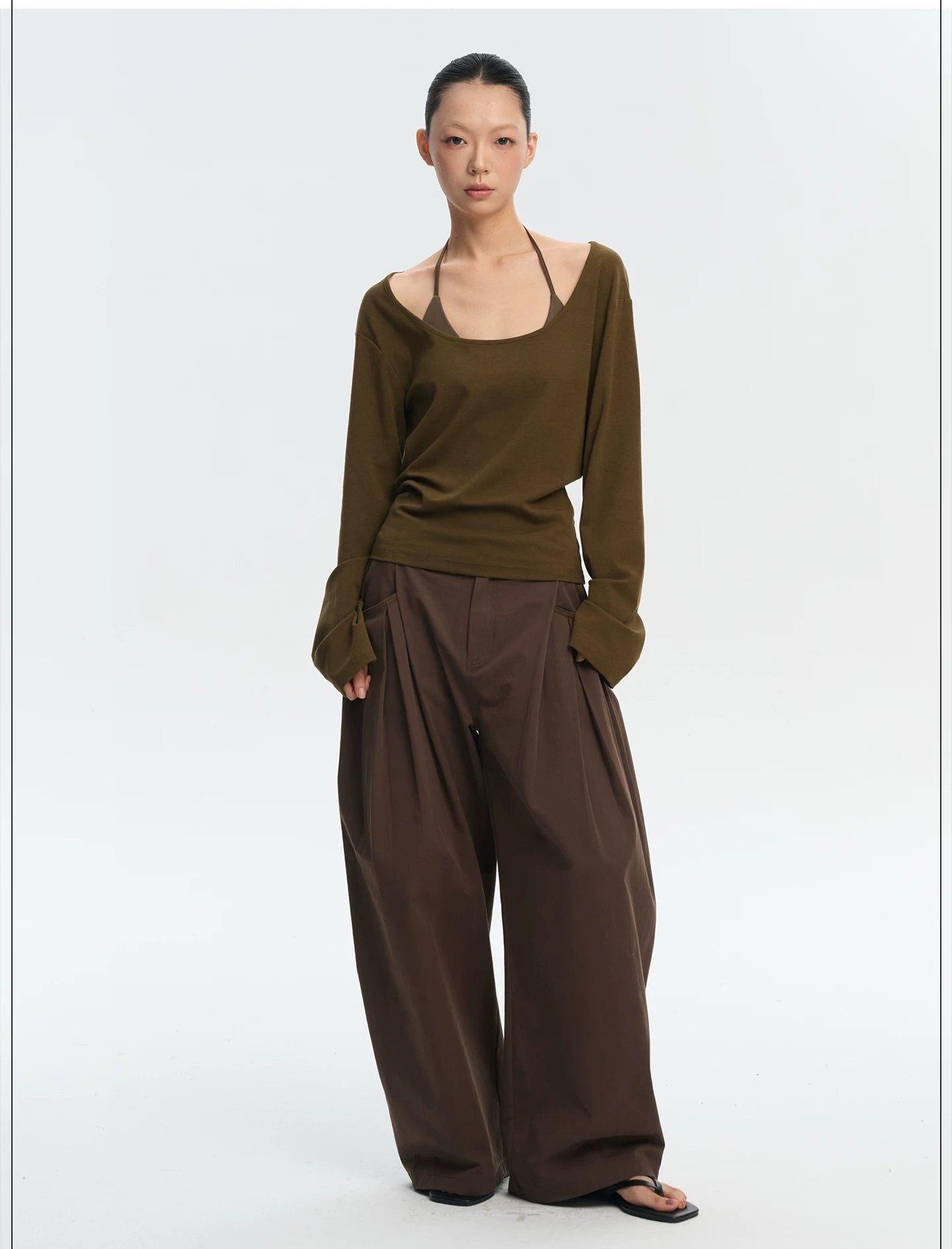 LINY LIBERTY Lazy Loose Waist High Elastic Knitted Long Sleeves