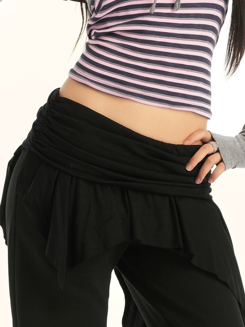 ZAVK Fake Two-piece Slim-fitting and Thin Versatile Bell Pants