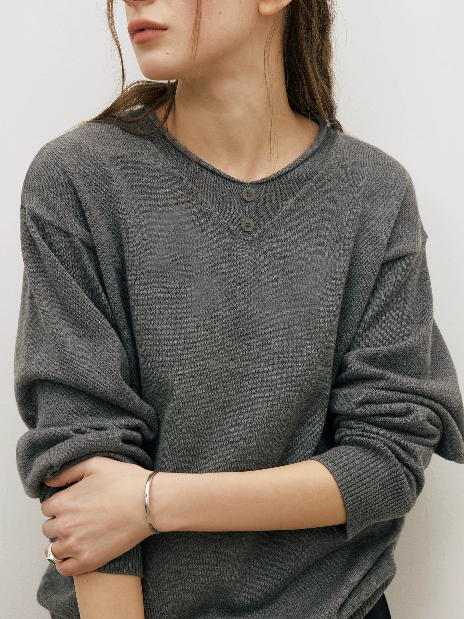 LR Knit Fake Two Pieces Long Sleeves