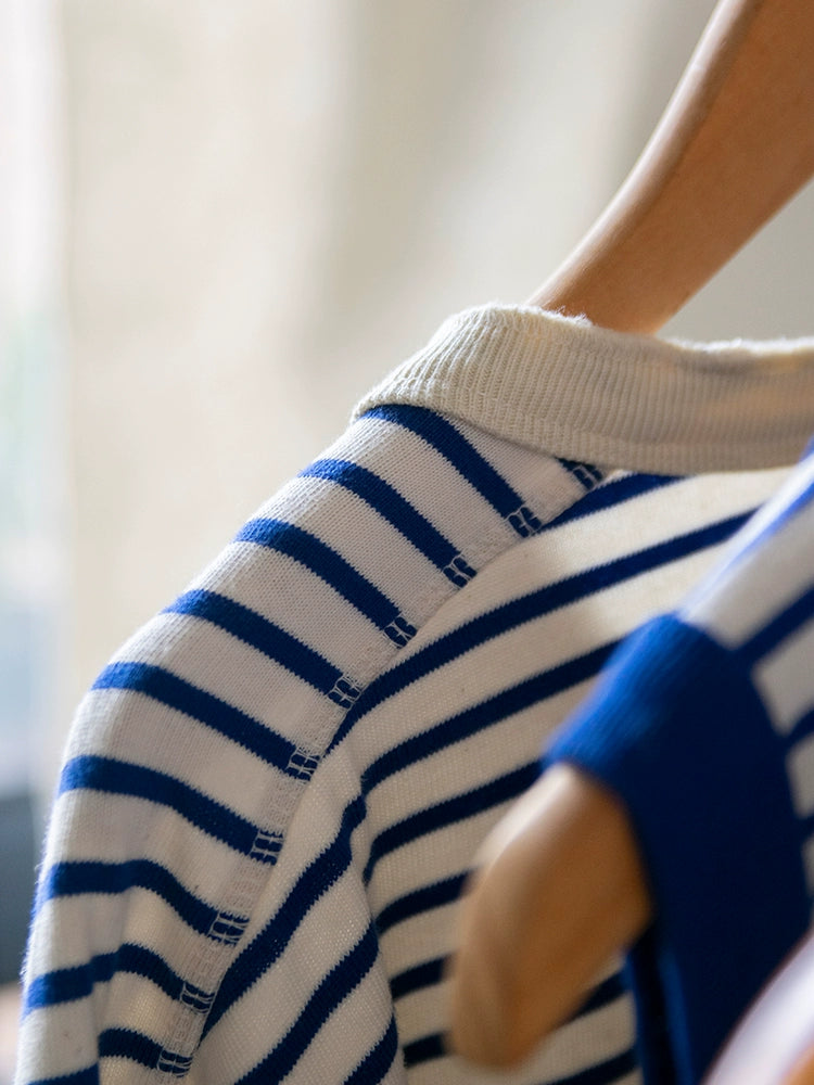PrintAce Vintage Striped Blue and White Long Sleeves