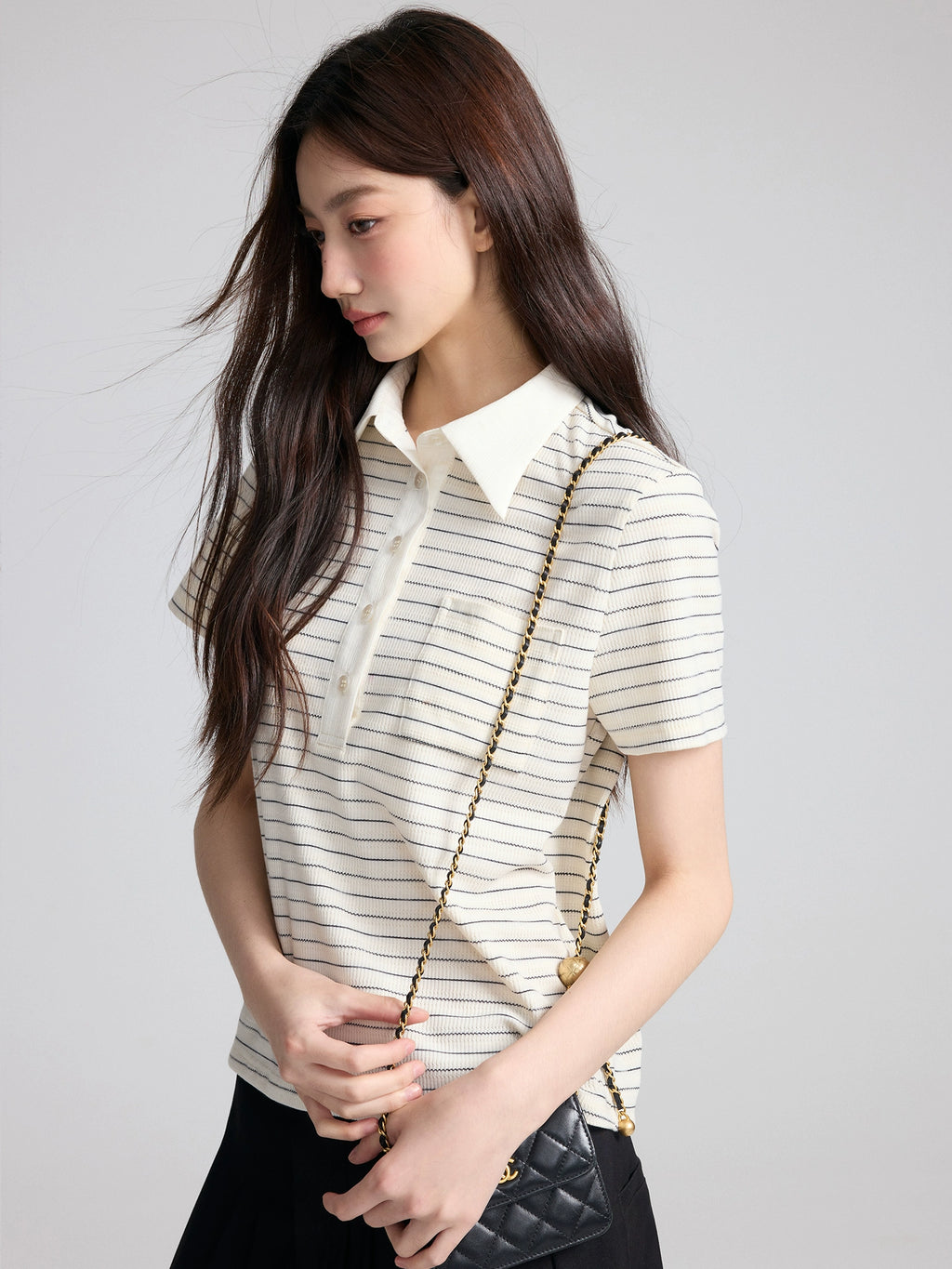RPB BRAND Simple Lapel Striped Short-sleeved Polo Shirt