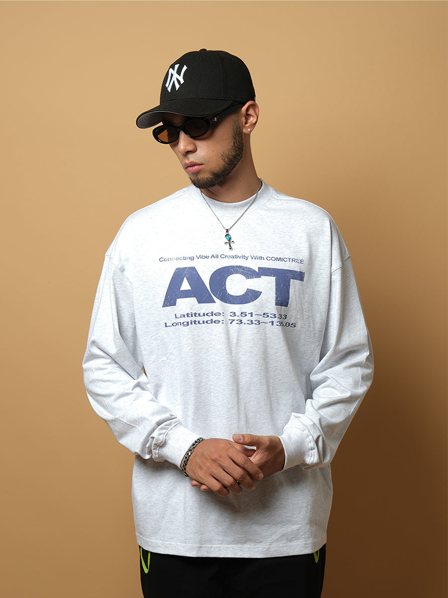 ComicTree C.t  multi-color action slogan long-sleeved Tee