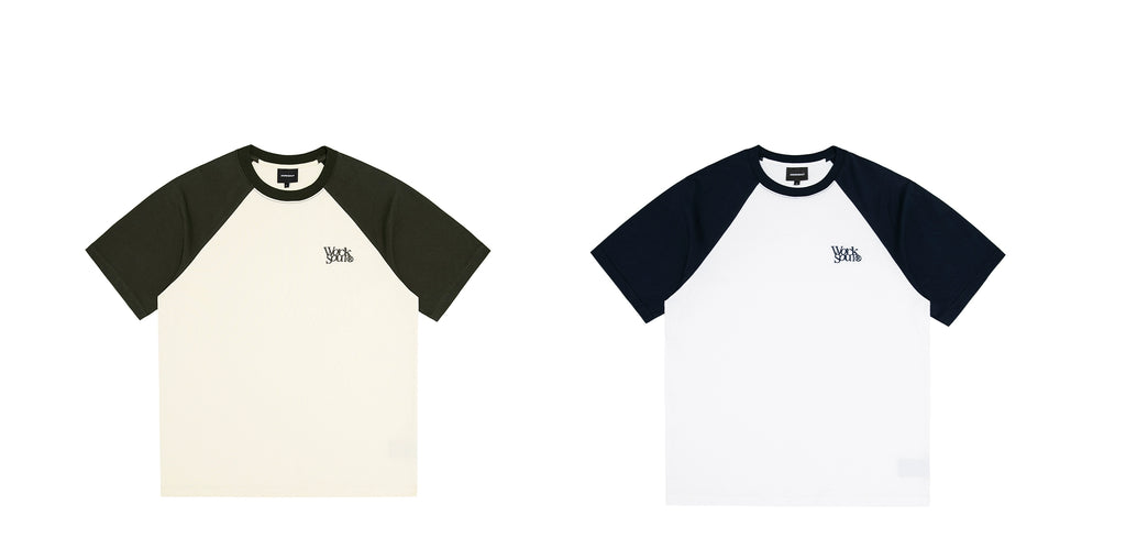 NICEBAD Contrasting Color Raglar Sleeve Embroidery Tee