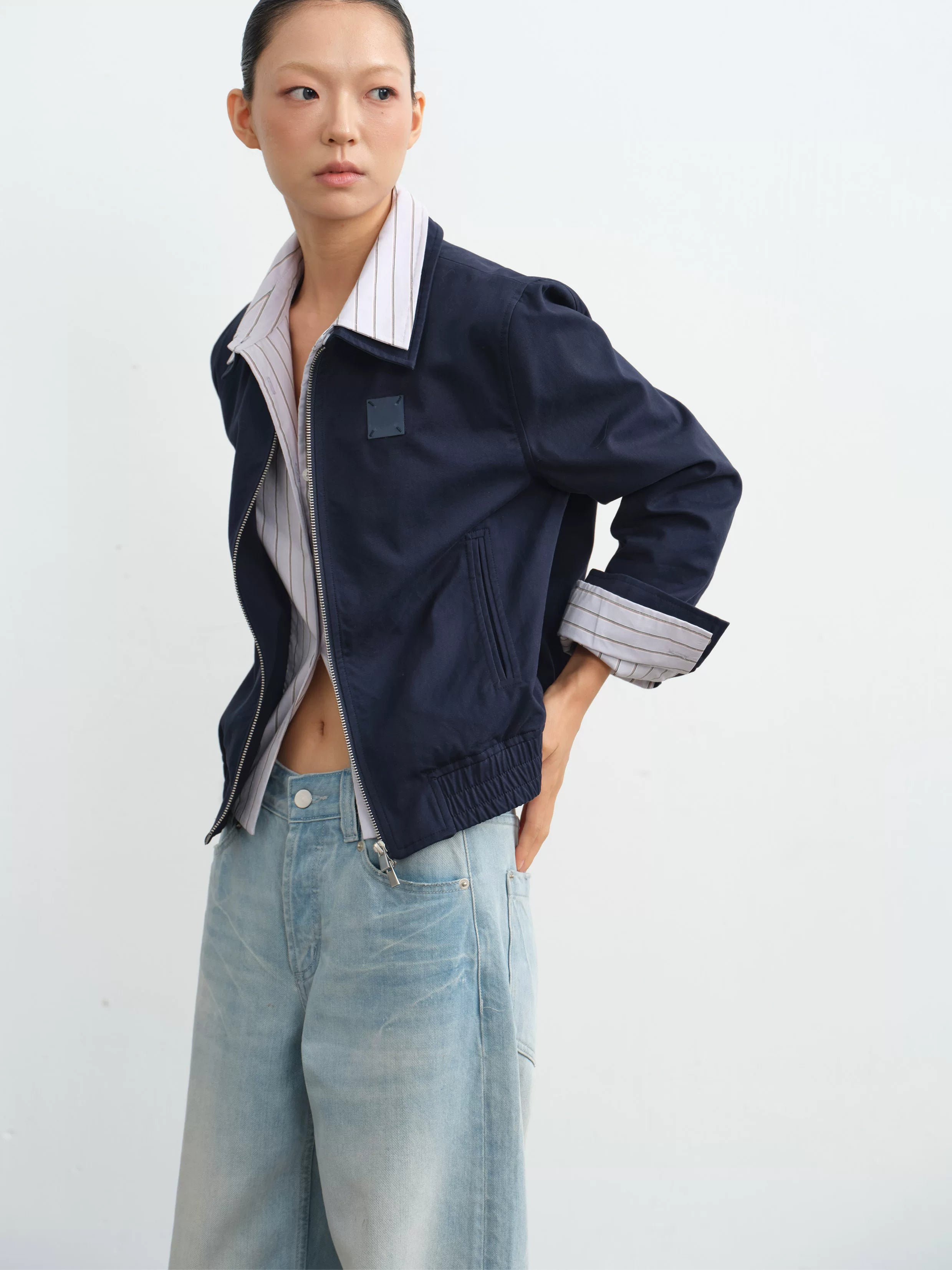 LINY LIBERTY Fake Two-piece Lapel Loose Short Coat