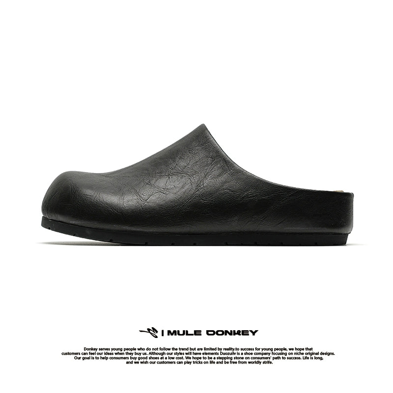 Donkey Anti-velvet Thick-soled Lazy Ugly Bag Head Half Slippers