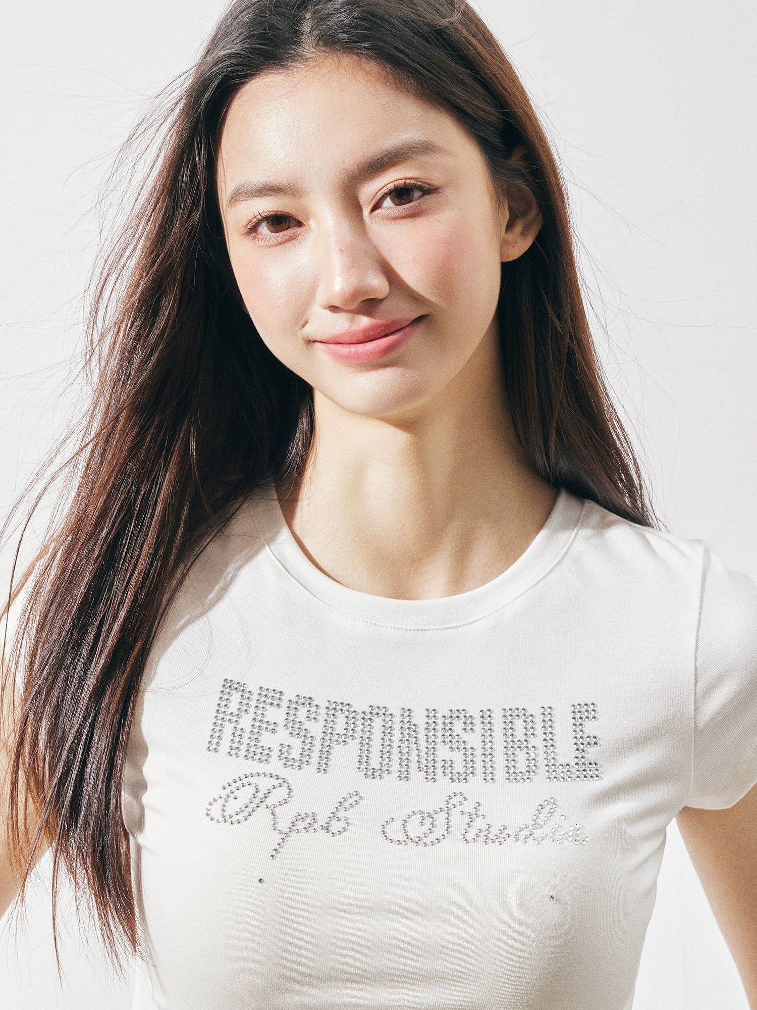 RPB BRAND Hot Diamond Crew Neck Slim Spice Girl Short Tee