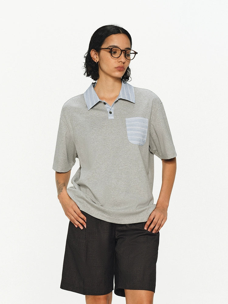 ATRY Retro Commuter Lapel Spliced Small Fragrant Tee