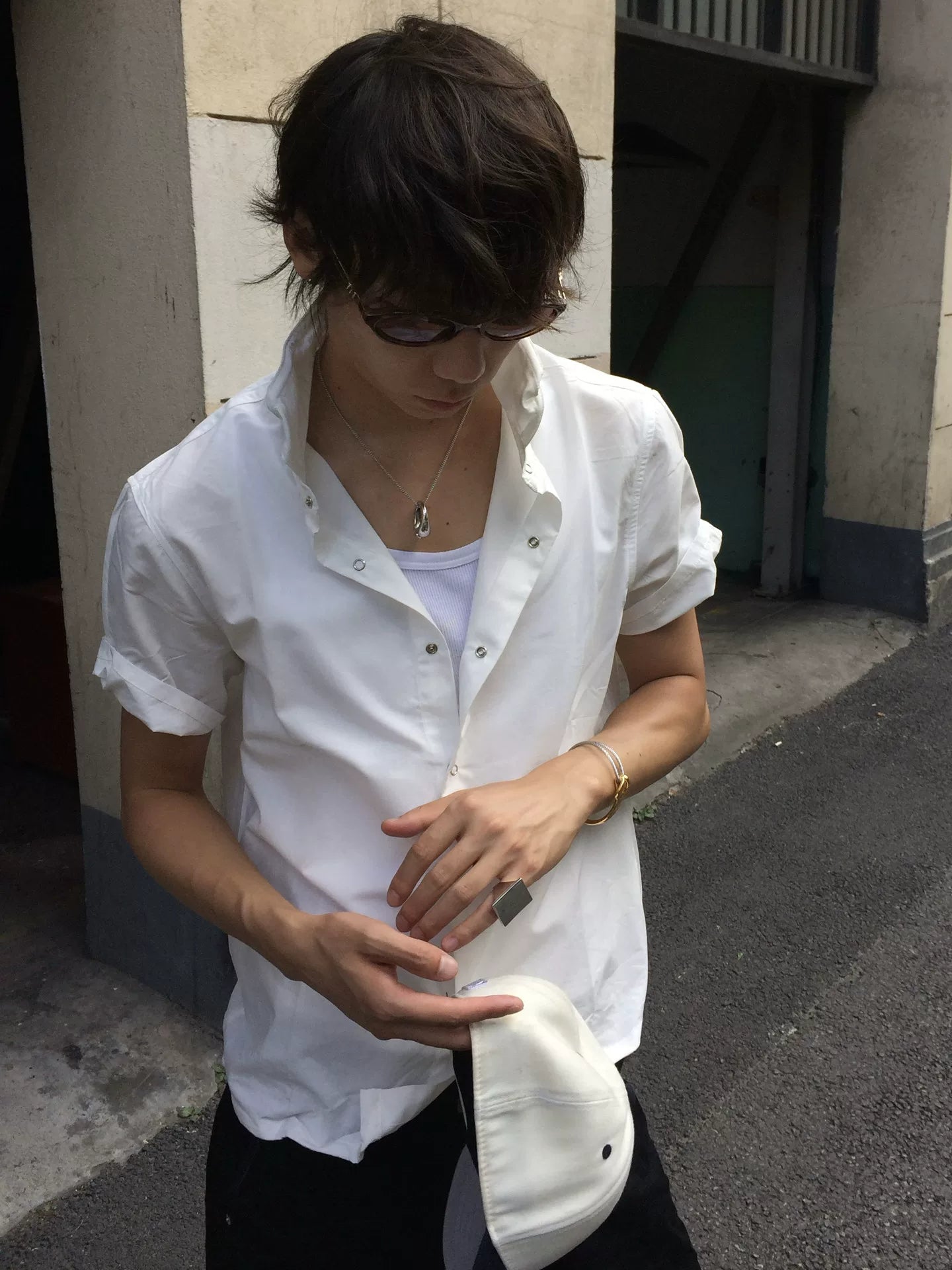 Borrowed Project Casual Square Neck Short Sleeve Shirt