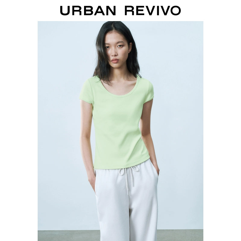 URBAN REVIVO Versatile Slim Short Sleeve T-Shirt