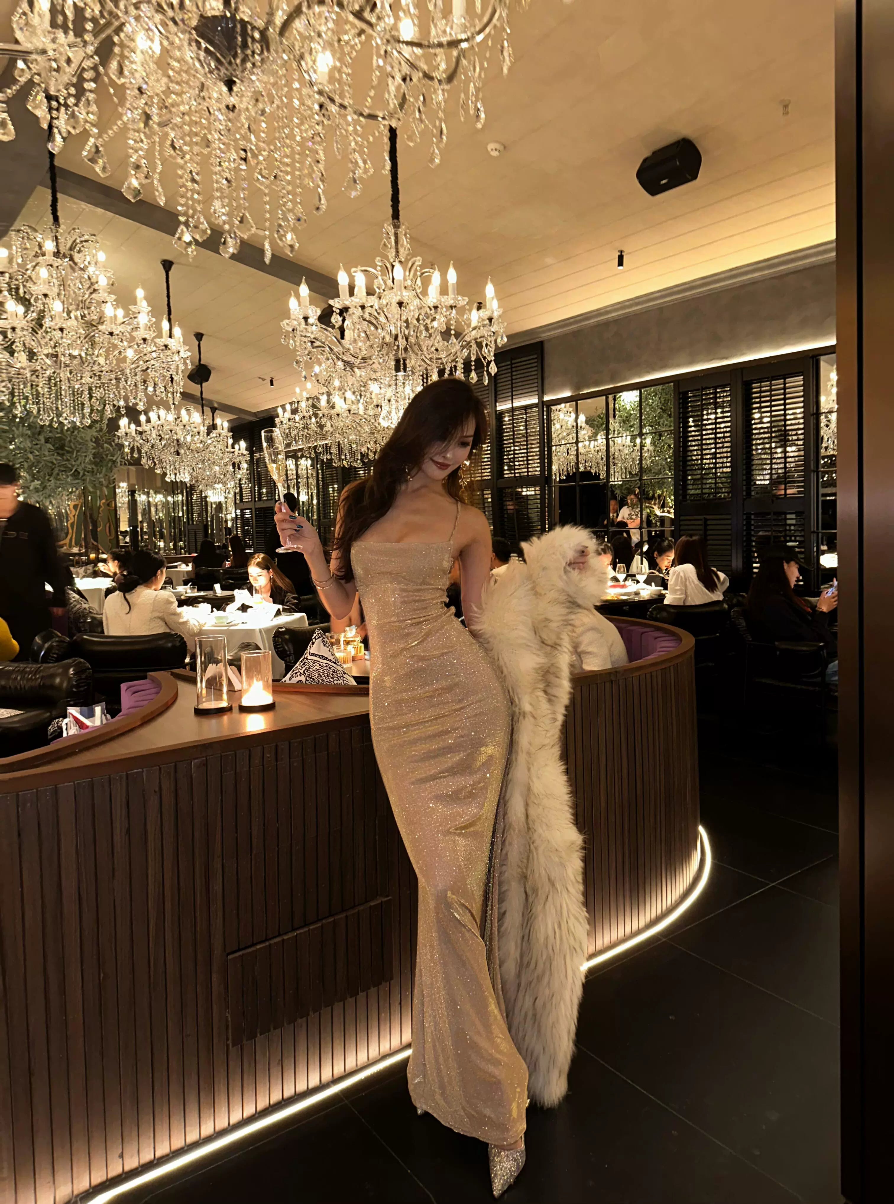 1S Fine Flash Backless Strap Suspender Skirt
