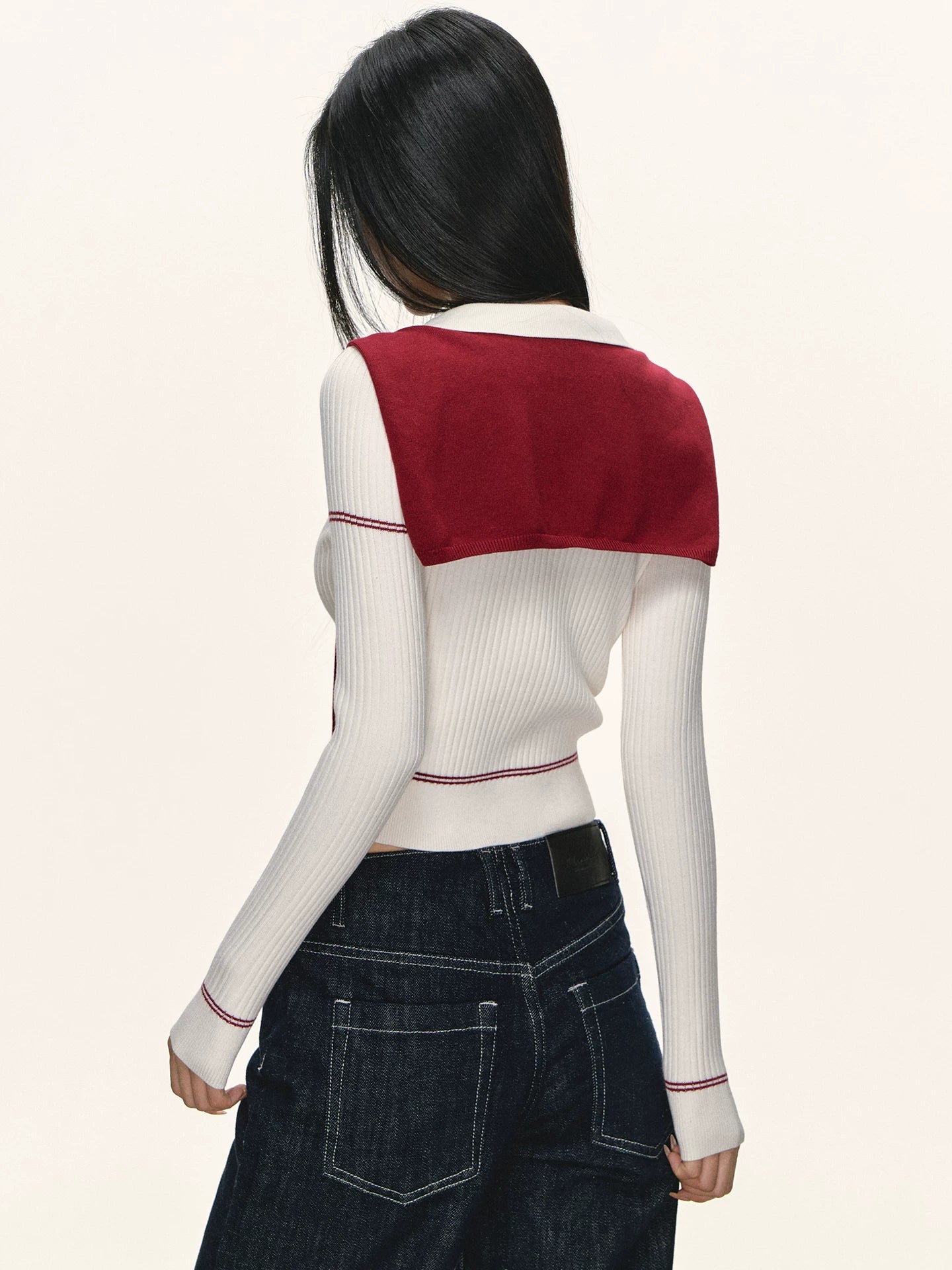 Anna Aneae Polo Collar Short Knitted Sweater