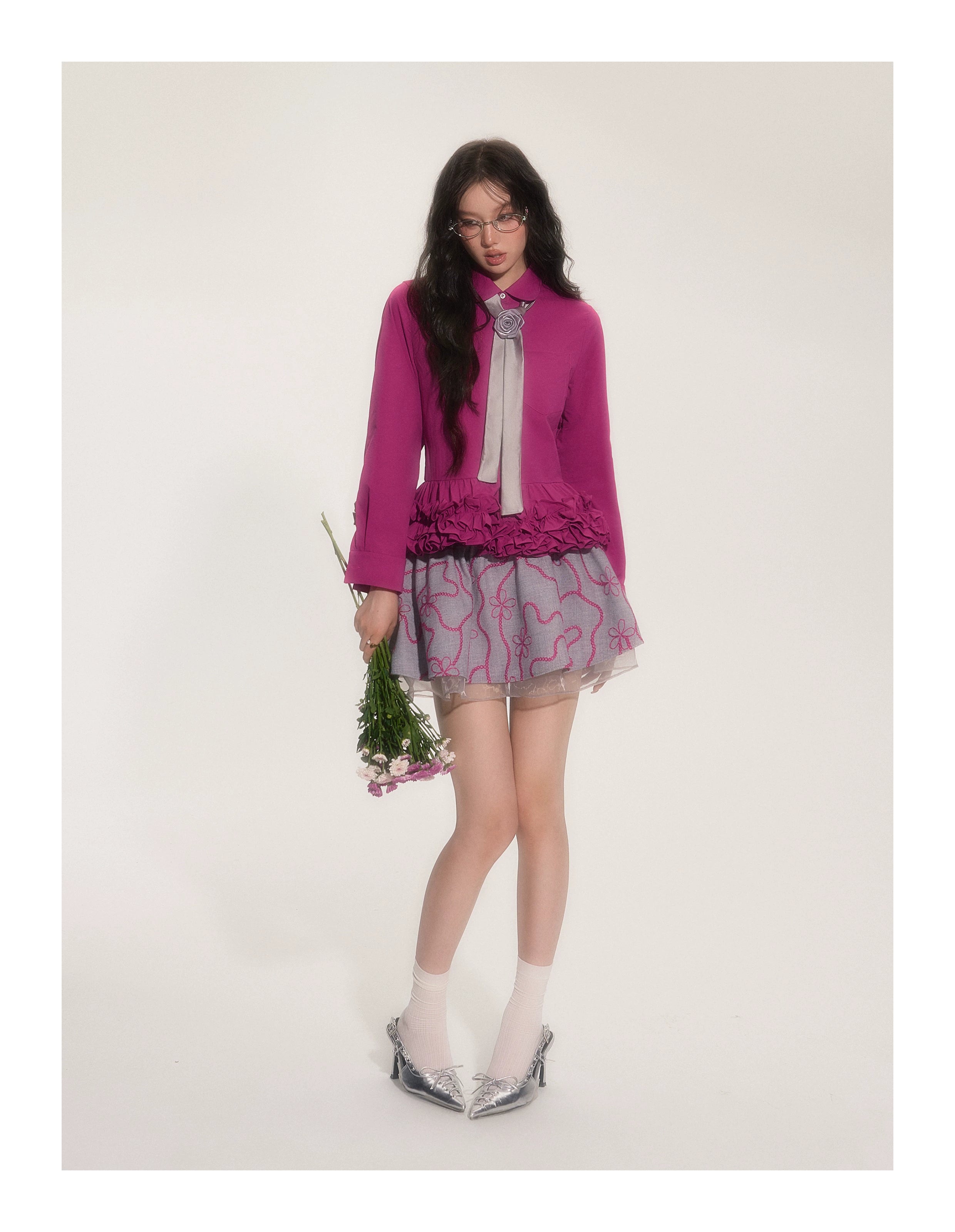 SASSY MOODY Lotus Leaf Edge Bottom Bud Long-sleeved Shirt