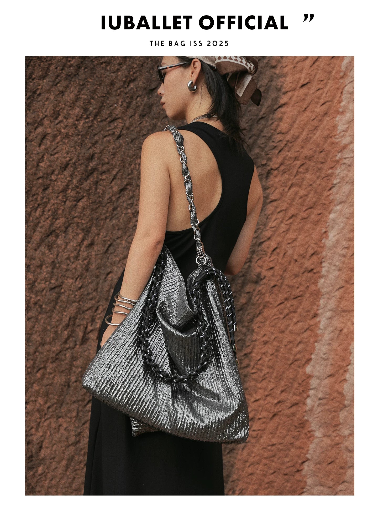 IUBALLET Large Capacity Pleated Messenger Bag