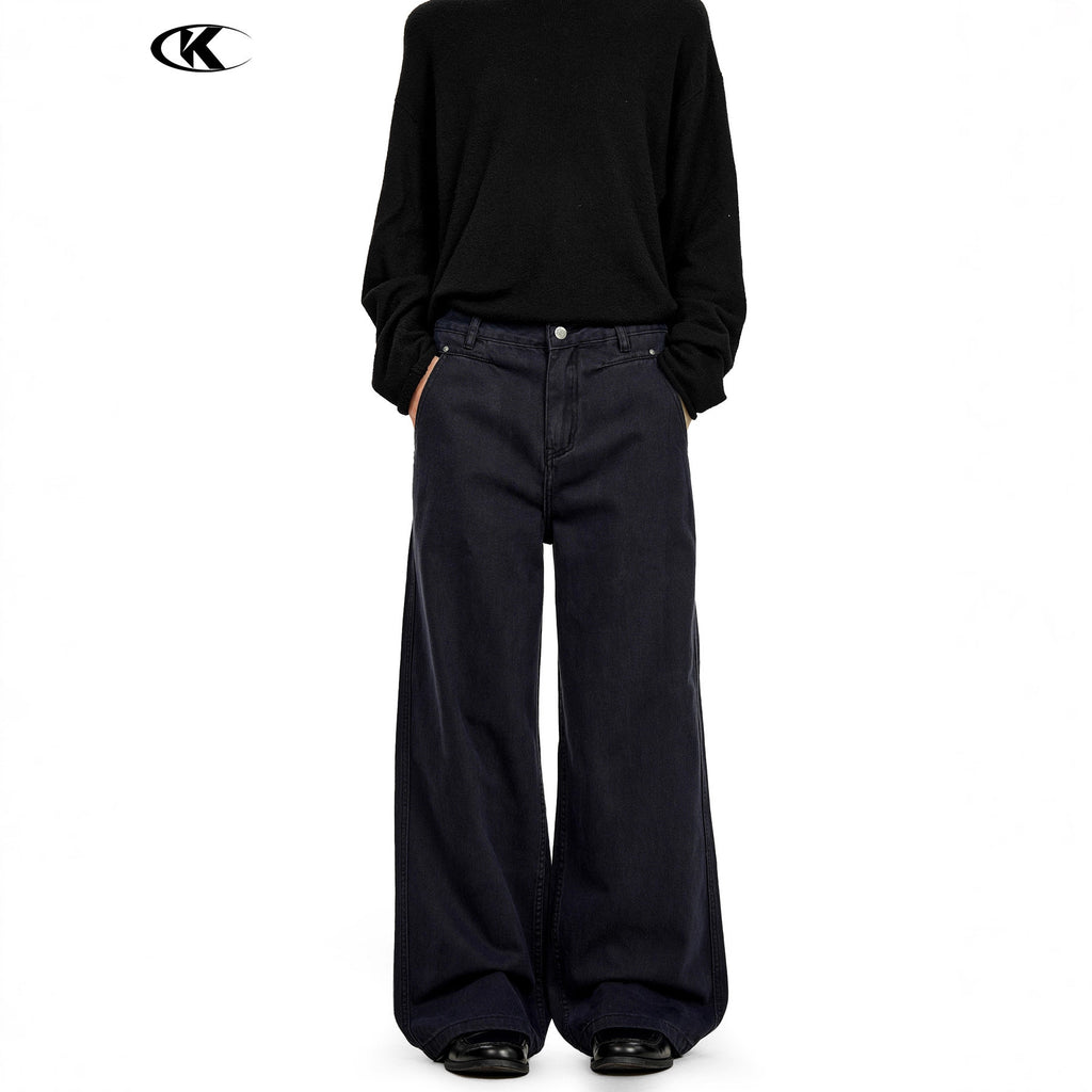 11KN Pleated Silhouette Loose and Thin Straight Jeans