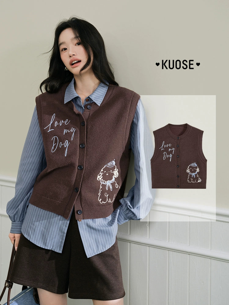 Kuose Embroidered Knitted Vest