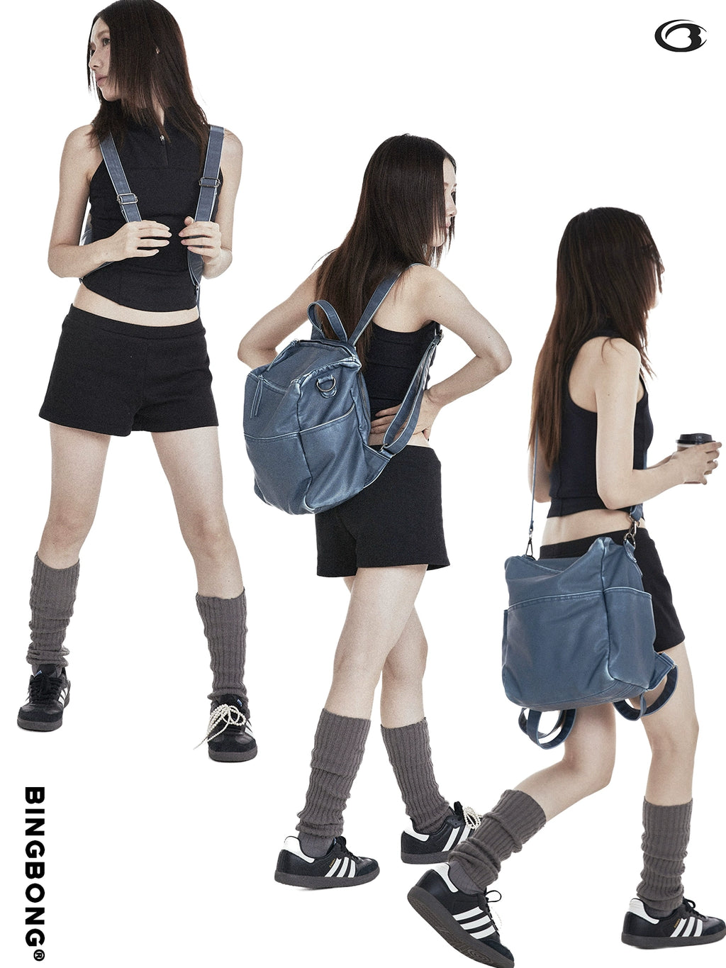 BINGBONG Commuter Denim Korean Crossbody Backpack
