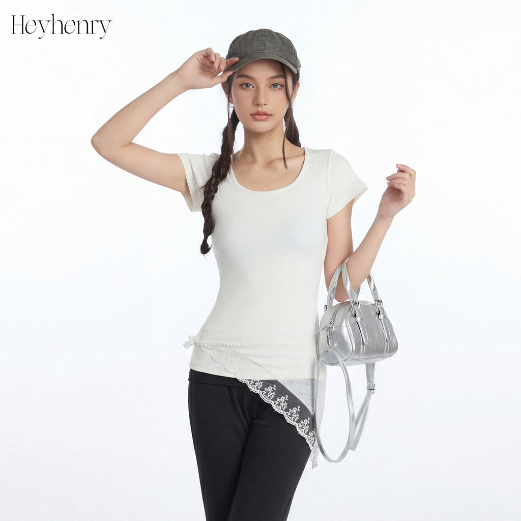 HeyHenry Square Neck Straight Shoulder Slim and Thin U Neck Tee