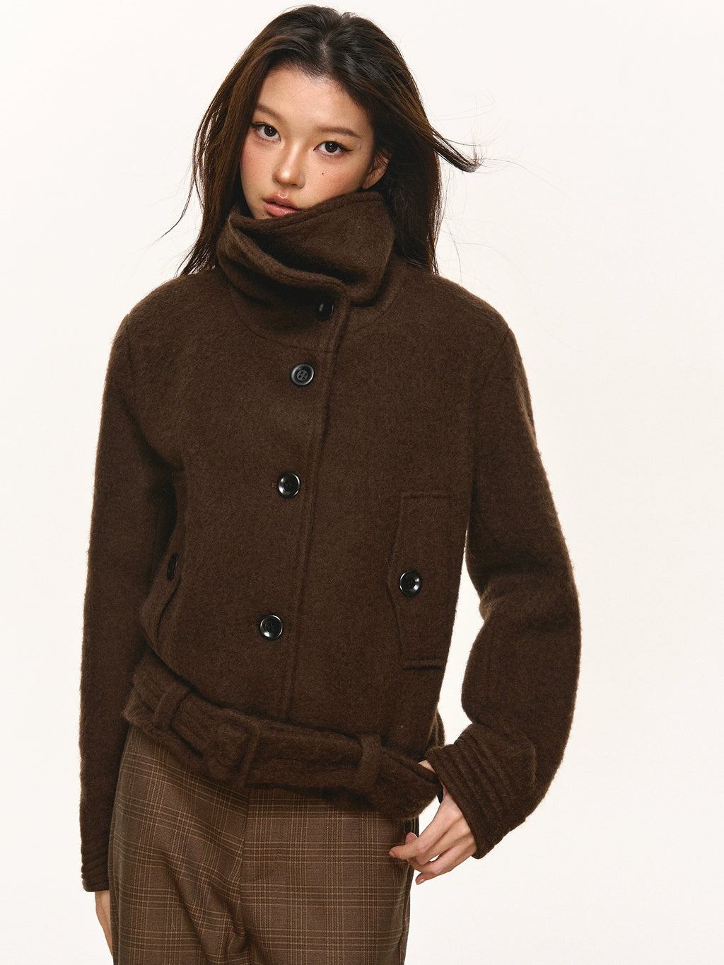 Anna aneae wool short double-sided woolen coat
