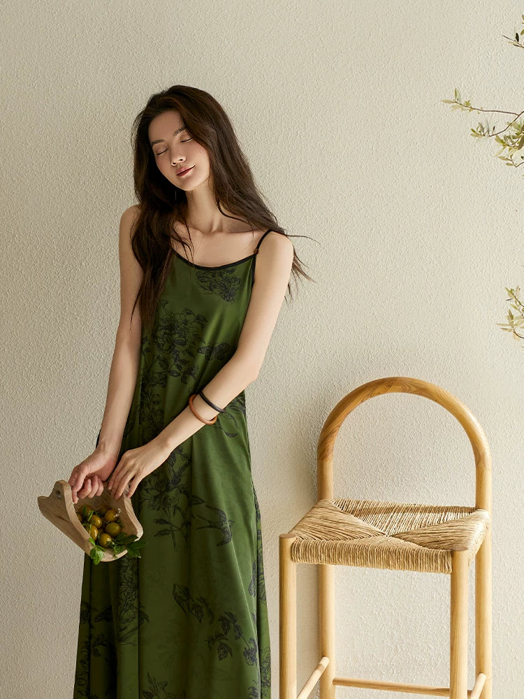 YUENEI with Chest Pad Ice Silk Thin Suspender Vest Long Skirt