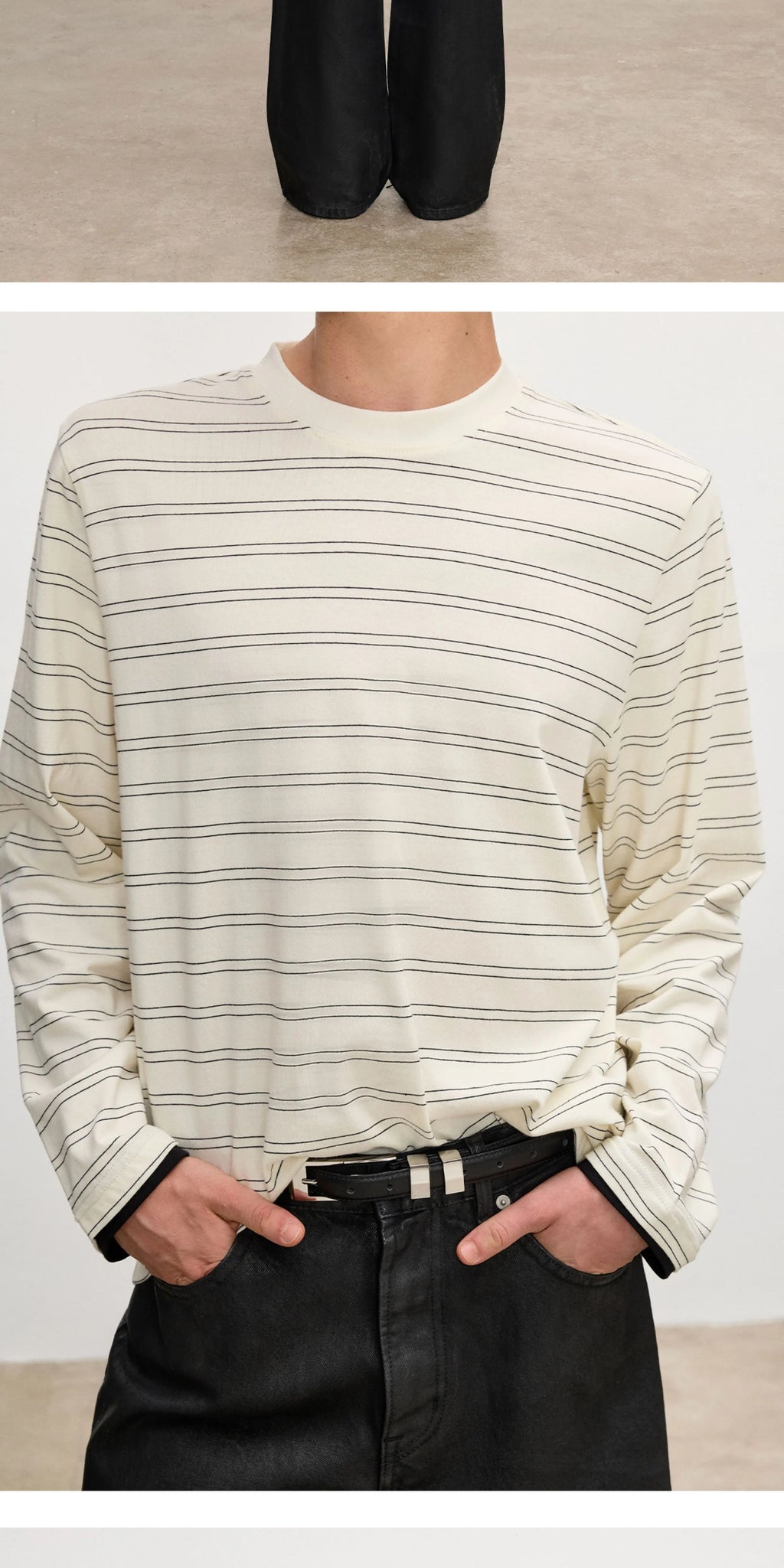 INTENT Double-line Striped Contrasting Long Sleeves
