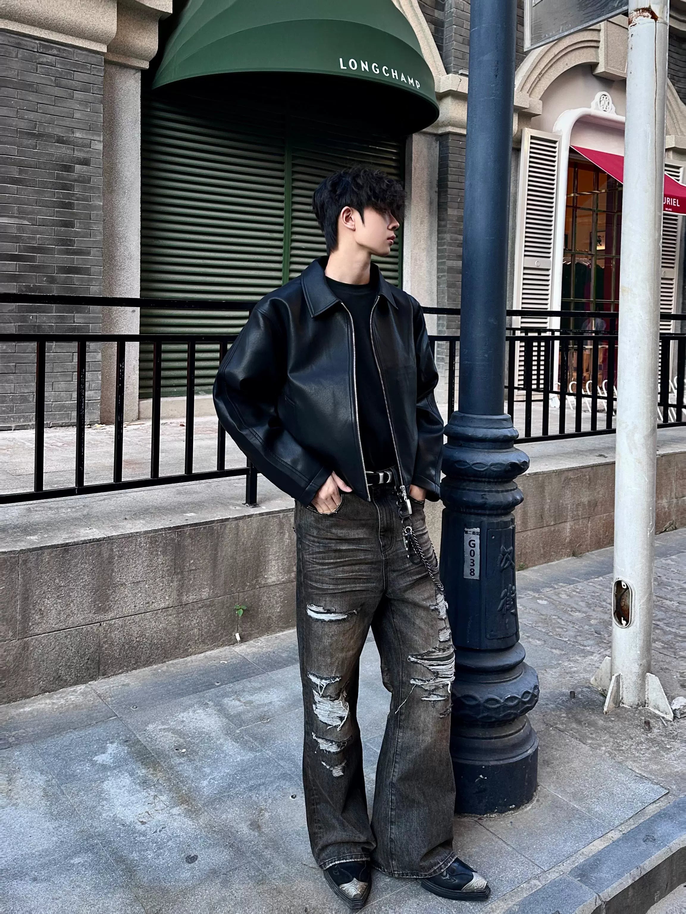 INTENT PU Leather Short Wide Leather Jacket