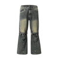 11KN Retro Jeans Stitching Flared Loose Wide-leg Jeans
