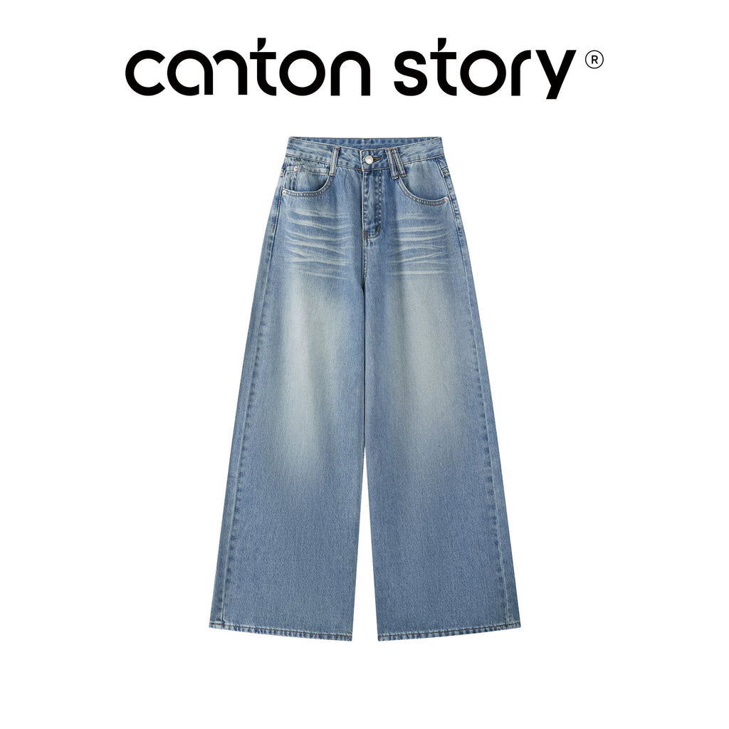 Cantonstory Vintage High Waist Wide Leg Jeans